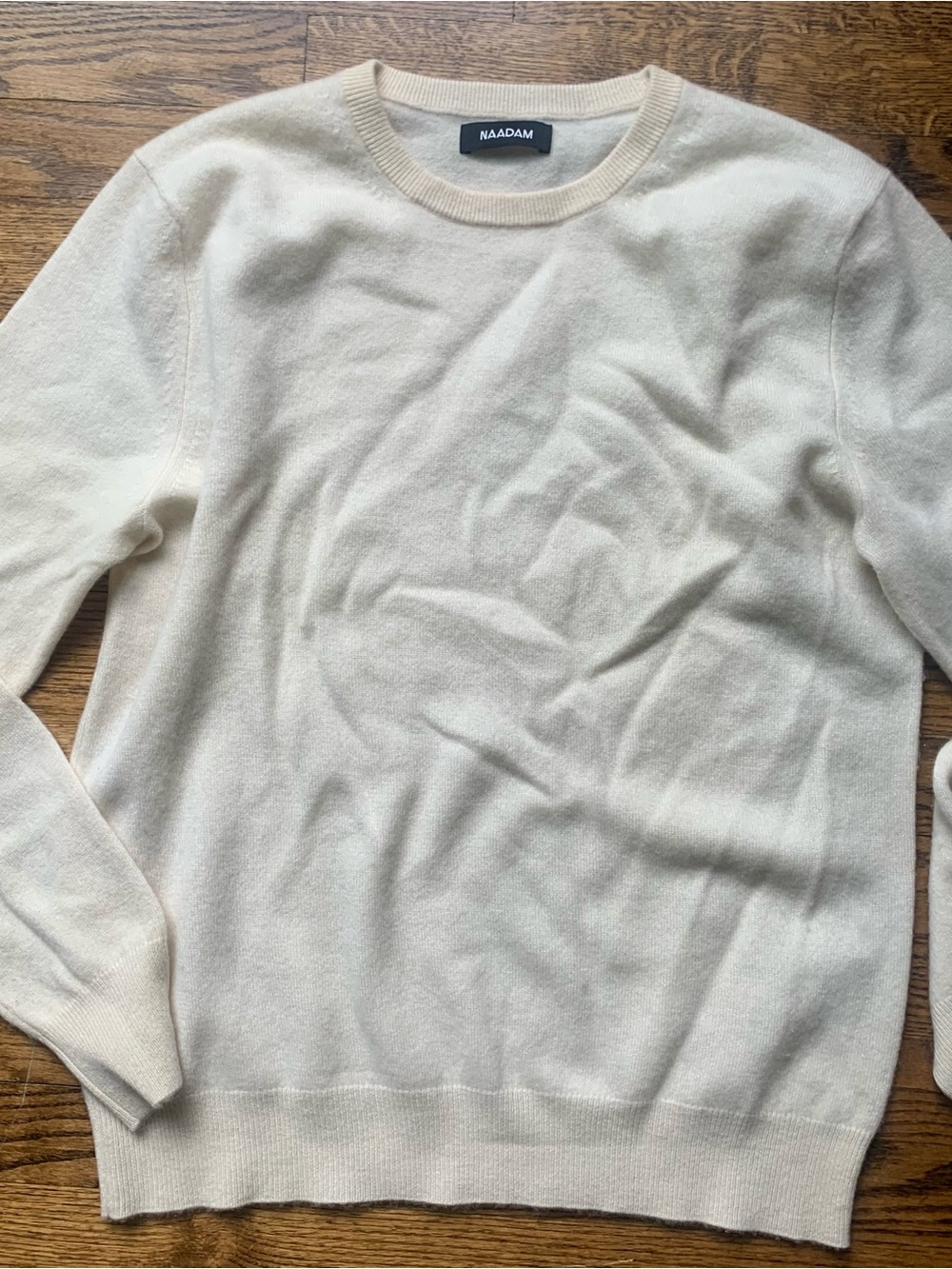 Naadam 100% Cashmere Ivory Cream Crew Neck Sweater Mens M Looks New